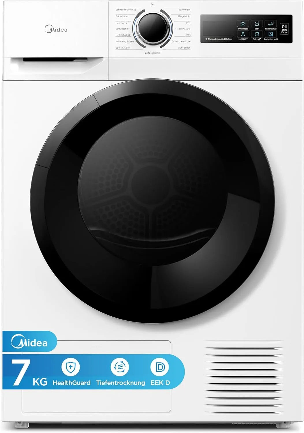 Midea MD11EH70BD, Sušičky s tepelným čerpadlem, Vysoušeč teplovodních čerpadel Mideidea 7 kg, třída energie D, bílý, Bílá, 7 kg