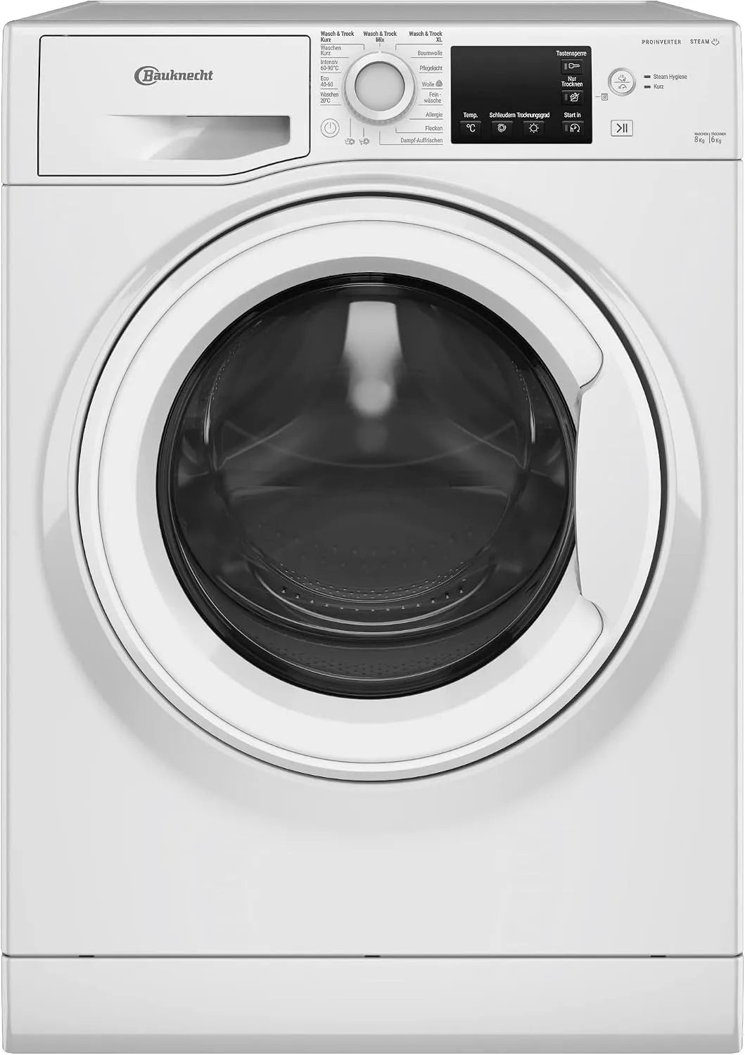 Bauknecht, Pračky se sušičkou, WT Eco Plus 86 43 N pračka / 8 / 6 kg mycí / suchý / aktivní péče mytí a suchá, Bílá, 6 kg, 8 kg, 54x59, 5x85 cm