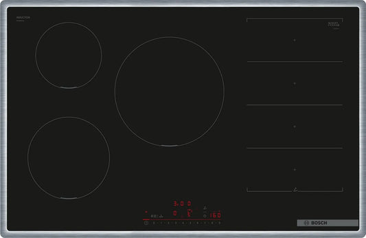 Bosch PXV845HC1E, Varné desky, ová série 6 Smart induction spob (autonomní), široká 80 cm, volný prostor, 28 cm, Černá, 80 cm