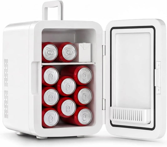 YASHE, Minichladničky, Mini-Lednice 10L, malá lednička pro 12 plechovek, AC / DC termoelektrický chladič, Bílá, 10L, 5 x 28, 9 x 34 cm, 220 V