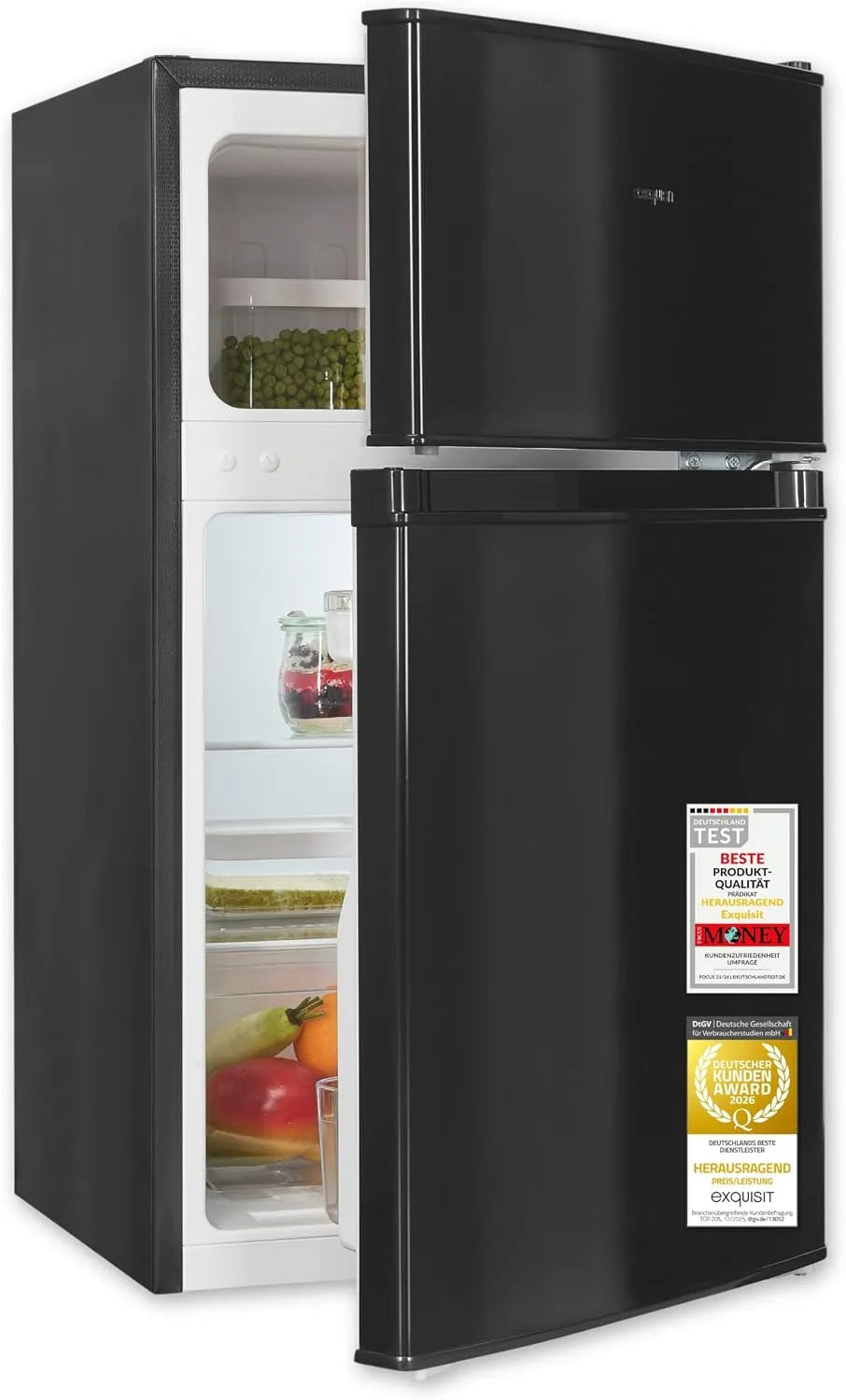 Exquisit, Minichladničky, Excelentní 85 l chladnička s mrazákem, mini lednice - mrazák kombinace, Bílá, 85 l, 61 l, 24 l, 2, 4 kg