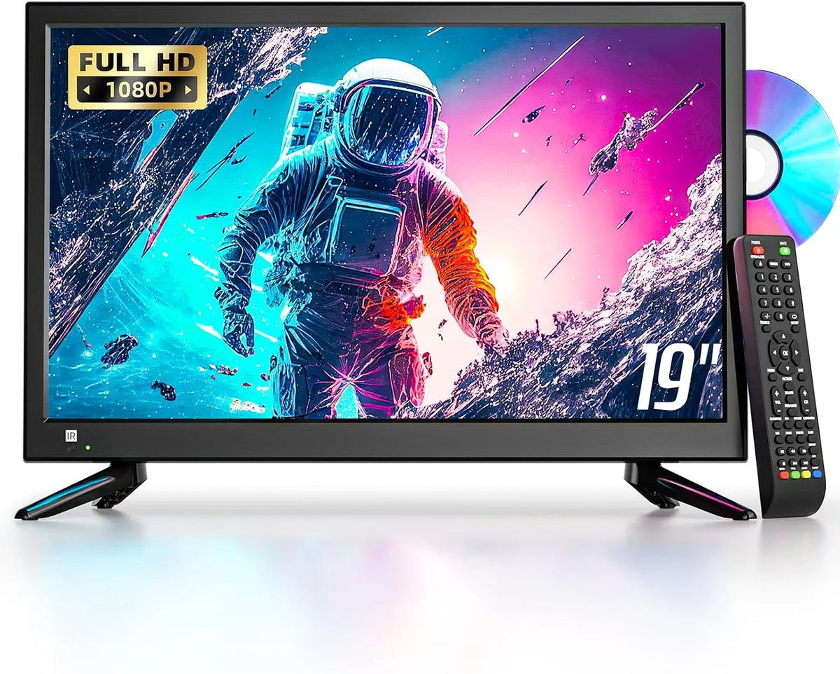 DESOBRY, Přenosné televizory, 19- palcová TV s DVD přehrávačem, Černá, 19 ', Full HD