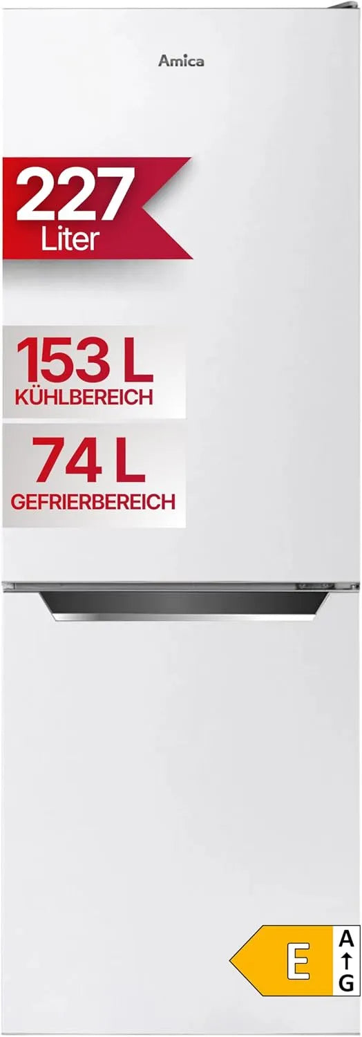 Amica 159.3x54x55, Kombinované chladničky s mrazákem, Chladnokrevno-Mrazič 227 L cm KGCL 386 160 W, Bílá, 227 L, 3x54x55 cm, 160 W, 153 l