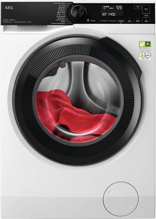 AEG LR8EG75480, Pračky, pračka - série 8000 PowerCare-Fiber Protection - UniversalDog zásuvka pro PODS, Bílá, 8kg, 9W, 6W, 4W
