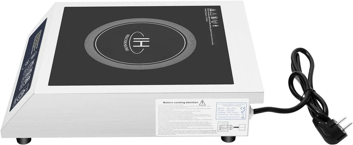 Quenoxo, Varné desky, Indukční varná deska Commercial 3500W microcrystal sklo Hotplate, 24h časovač s, Černá, 3500W, 11 v, 240V, 60Hz