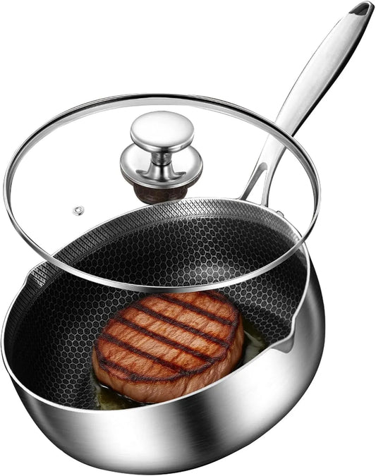 Generisch, Mléčné hrnce, Mléko Cooker - Velká nerezová ocel Pot - Nerezová vařič Honeycomb výkon Non-Stick, Stříbrná, 2 cm