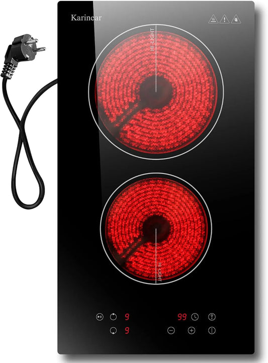 Karinear, Varné desky, Karineární sporák 2 kuchyně s zástrčkou, 3000W Hotplate stand- alone, Černá, 3000W, 1200W, 16, 5 cm, 1800W