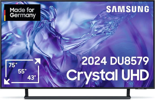 Samsung DU8579 GU75DU8579UXZG, Televizory, Crystal UHD 4K TV 75 palců, TV s dynamickou Crystal Color, 4K Upscaling, AirSlim, Černá, 4K, 1 v