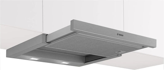 Bosch DFL064W54 DFLO64W54, Výsuvné digestoře, série 2 plochá kuklová clona, 60 cm, Made in Germany, 3 výkonové úrovně, LED, Stříbrná, 064W, 64W