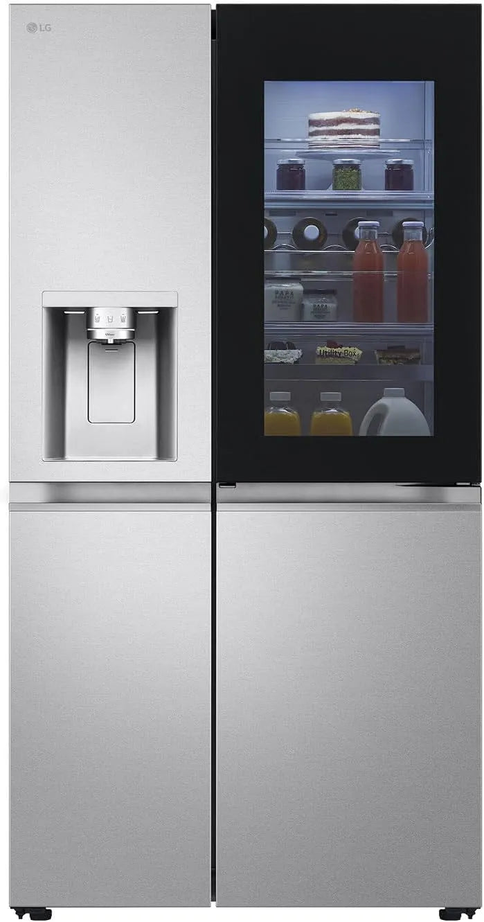 LG GSXE90MBAD, Kombinované chladničky s mrazákem, Boční lednička s InstaView, třída D, 628 l kapacita, pevné připojení vody, Metal, Stříbrná