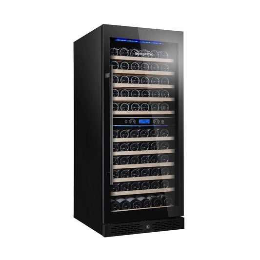 GGM Gastro, Nápojové chladničky, Lednička na víno 2 klimatické zóny 350 L 116 lahví, Černá, 350 L, 116 l, 595 mm, 680 mm