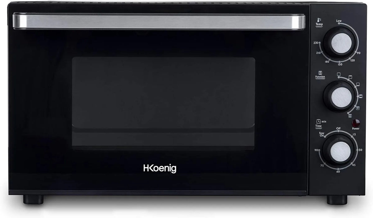 H.Koenig FO30, Mini trouby, H. Koenig elektrický minitrouba 30L Compact, volné vysouvání, multifunkční, Černá / stříbrná, 30L, 1500W