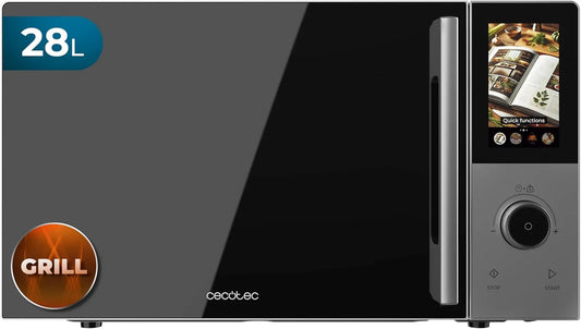 Cecotec, Mikrovlnné trouby s grilem, Mikrovlnná konvekce 2800 Touch, 28L Kapacita, 900W Mikrovlnná trouba, Černá / stříbrná, 28L, 900W, 1 g