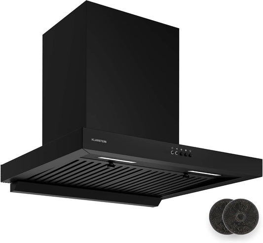 Klarstein, Nástěnné digestoře, AeroClean rozsah kapoty - 60 cm stěny kapota, režim zvýšení 721 m3 / h, A + +, Černá, 60 cm, 120W