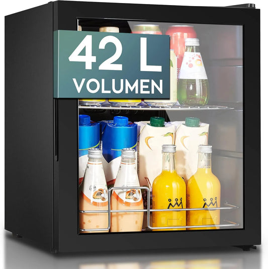 Heinrich´s 42Liter/1Ablage/40db bis18GradC, Nápojové chladničky, Heinrich sylv HEINRICHS nápoj lednice, mini lednice se skleněnými dveřmi, Bílá