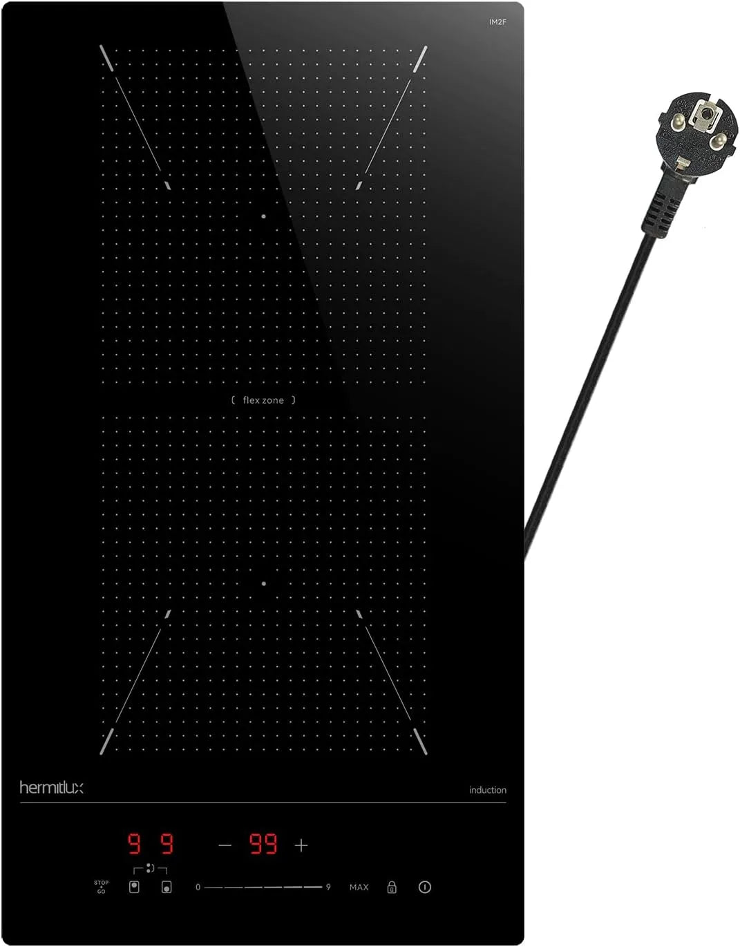 Hermitlux, Varné desky, Hermiflux indukční sporák 2 desky s pružnými zónami 30cm 3500W, Černá, 30cm, 3500W, 25 cm, 2000W