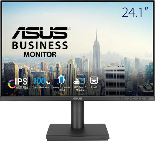 ASUS BE248CFN IPS100Hz, Monitory, Business 24.1 palcový WUXGA USB- C Dokovací monitor, Černá, 100Hz, 1920 × 1200, 45 L, 130 mm