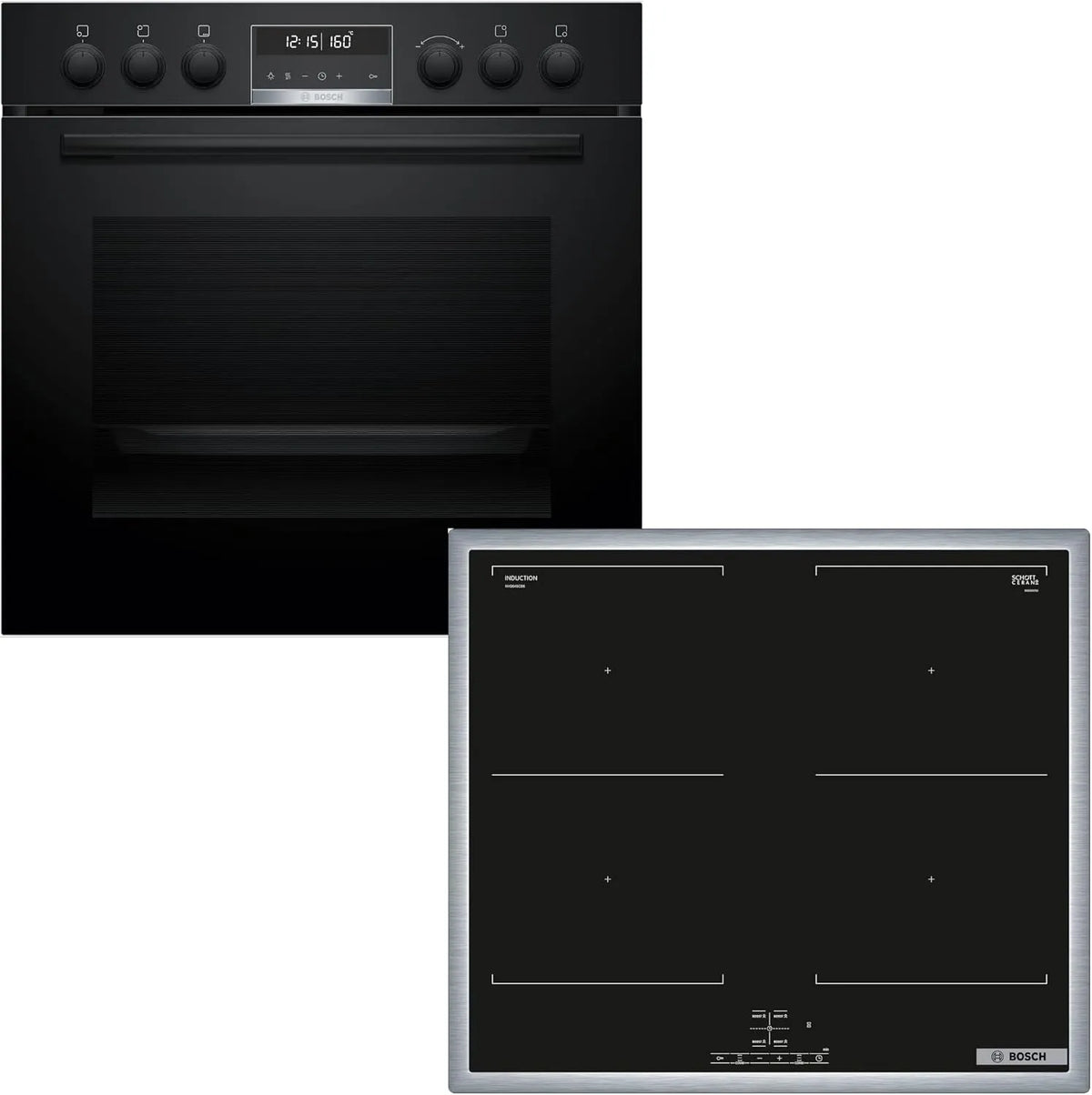 Bosch 3D-Hei HND677LS67, Sety sporáku a trouby, Sada sporáku, série 6, instalační sporák 60 cm s pyrolýzou a 3D teplým vzduchem, Černá, 677L