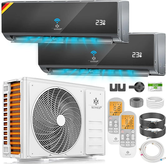 KESSER, Splitové klimatizace, ® Multispit Klimatizace 2 Vnitřní zařízení, 18000 BTU, Split Air Conditioning Set, Bílá, 2 V, 5000W