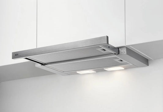 AEG DPS362AS, Nástěnné digestoře, Dostupnost ploché obrazovky kapota / Vyfukovací nebo recirkulační vzduch / 60cm /, Šedá, 60cm, 71 dB, 5 cm