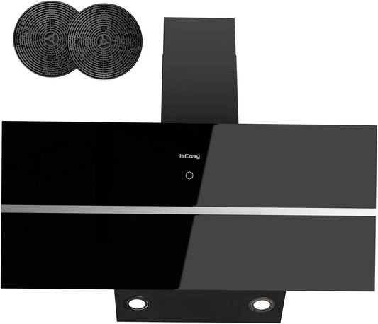 IsEasy, Nástěnné digestoře, rozsah kapoty 90 cm, 578 m3 / h, klid, rozsah stěny kapota, 4 rychlostní úrovně, Černá / stříbrná, 90 cm, 58 dB