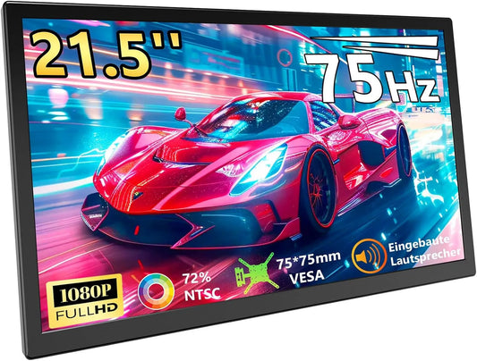 Showscren 1080P, Monitory, 21.5 palcový FHD monitor 75Hz displej s HDMI USB-C, VESA držák, Built- in, Černá, 75Hz, Full HD, 1920 × 1080, 60Hz