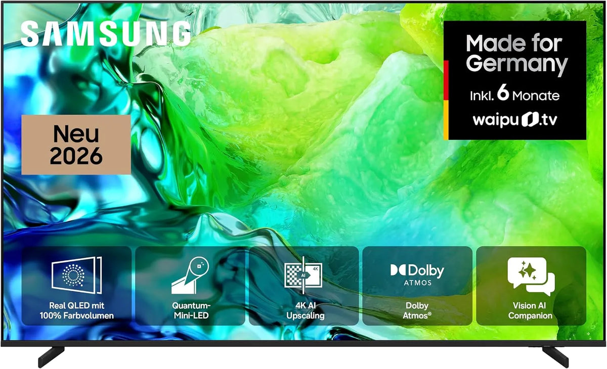 Samsung QN80H, Přenosné televizory, Neo QLED 4K 50 palců (125 cm), UHD TV, Quantum Mini LED pro ultrajemné kontrasty, Černá, QLED, 4K, 125 cm