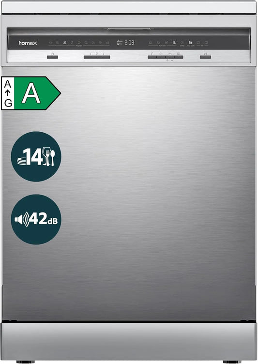 homeX DWFS601442A-S, Myčky nádobí, 60 cm, myčka nádobí 60 cm myčka na nádobí, volnoběh EEK A, Bílá, 54 kW, 42 dB, 5 x 59