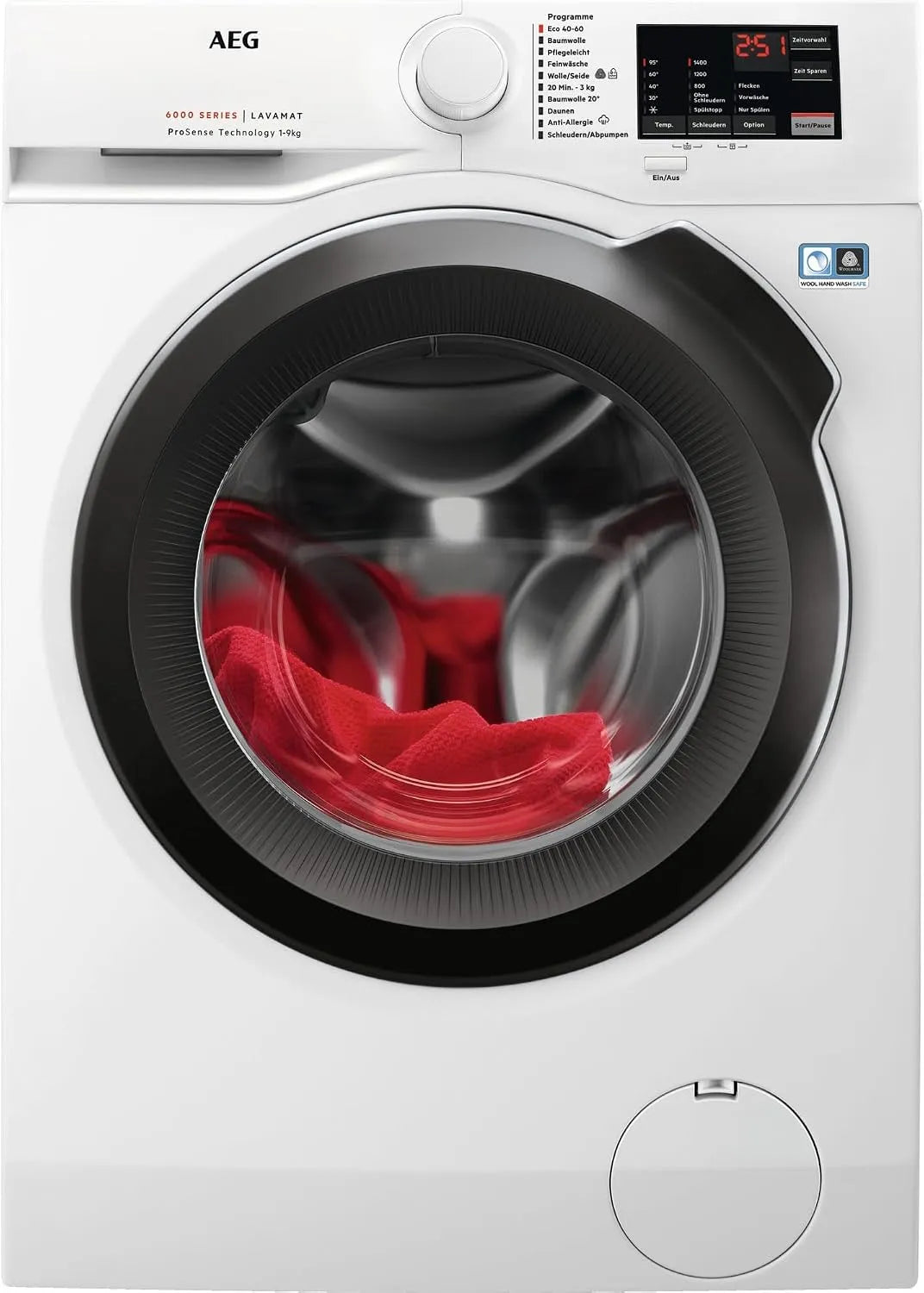 AEG L6AMZ49FL, Pračky, pračka, série 6000 s ProSense ®, 9.0 kg, klid, automatické množství, funkce, Bílá, 9W, 11G, 4W