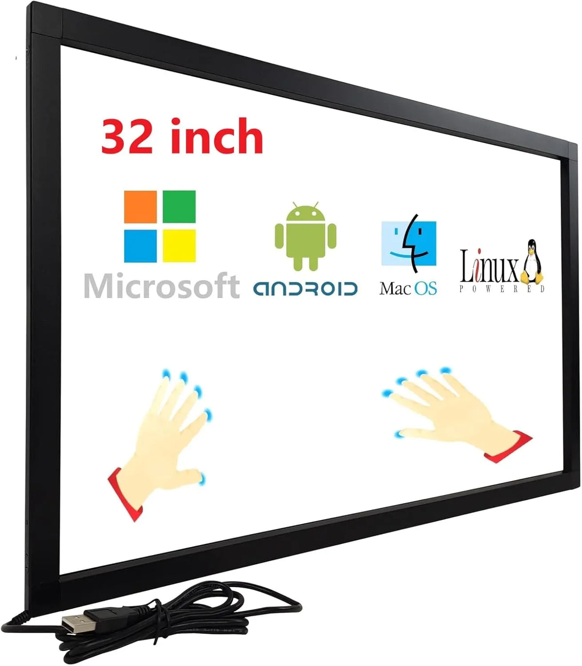 DeYoWo, LCD dotykový panel, 32 palcový infračervený dotykový rám, IR dotykový panel, dotykový panel, zdarma, Černá, 19mm, 32 inch, 702.6mm