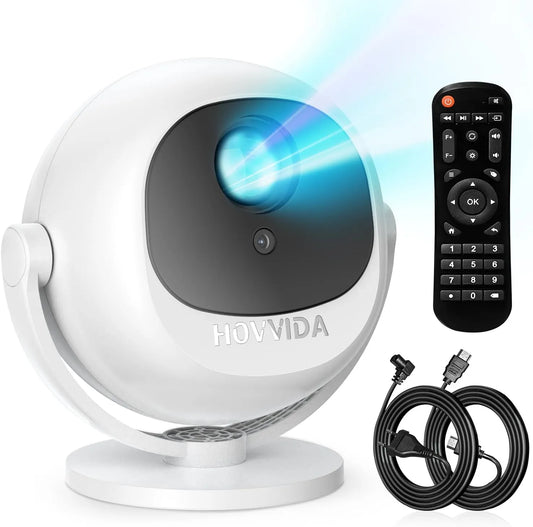 HOVVIDA 1080P, Projektory, HIVVIDA Beamer 2025 Přenosný projektor, Elektrický Focus, Kompatibilní s 4K, Černá, 4K, 5.2 v, 2, 4 G, 5 G