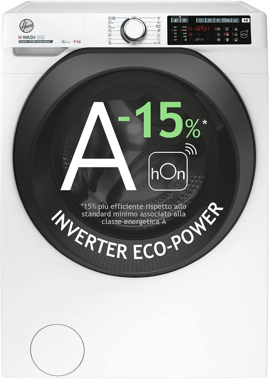 Hoover A-15 HW49AMBC7, Pračky, H-WASH 500 pračka 9 kg, volné vysouvání, přední nakladač, třída %, 1400 otáček, Bílá, 9 kg, 54 x 85 x 60 cm