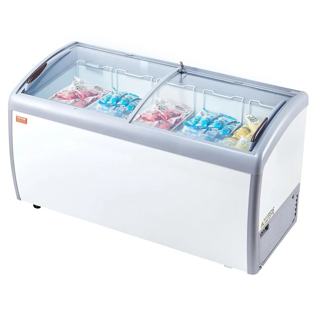 VEVOR, Zmrzlinářské výrobky, Komerční zmrzlinová vitrína, 460 L mrazák, skleněný horní mobilní mrazák, 5, Bílá, 460 L, 5 l