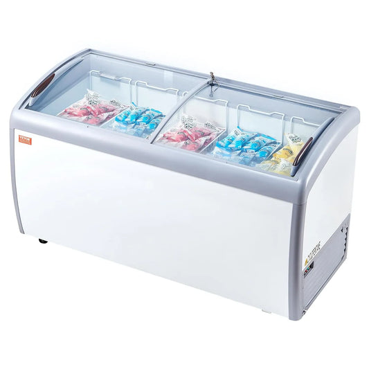 VEVOR, Zmrzlinářské výrobky, Komerční zmrzlinová vitrína, 460 L mrazák, skleněný horní mobilní mrazák, 5, Bílá, 460 L, 5 l