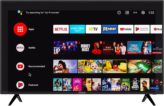 VIVAX HDR10 40LE20K, Televizory, Internet Browsner Smart TV Android Ethernet WiFi Bluetooth Hlasová kontrola, Černá, 4K, 100 cm, 40L, 2 G