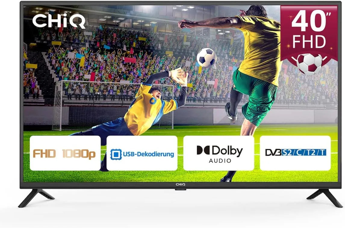 CHiQ DVB-T/T2/C/S2 1080p, Televizory, 40 palců (100 cm) LED TV FHD, Dolby Audio, Hotelmodu, Media Player, Triple Tuner, Černá, 100 cm, 240 V