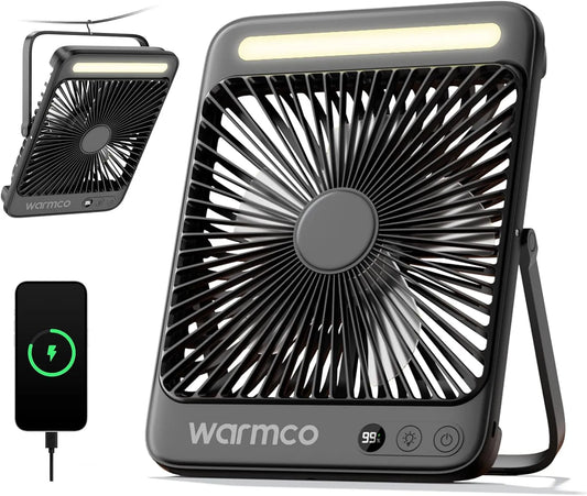 Warmco 20000mAh, Kempinkové ventilátory, D4 Recharively kempování ventilátor, LED, 48H, Bílá, 4, 5 cm, 21 cm, 780 g, 45 dB