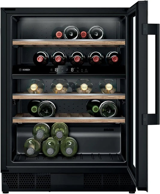 Bosch KUW21AHG0, Vinné skříně, ova řada 6 vinná lednička 81.8 x 59.8 cm, Černá, 6 v, 8 x 59, 8 cm, 120 l