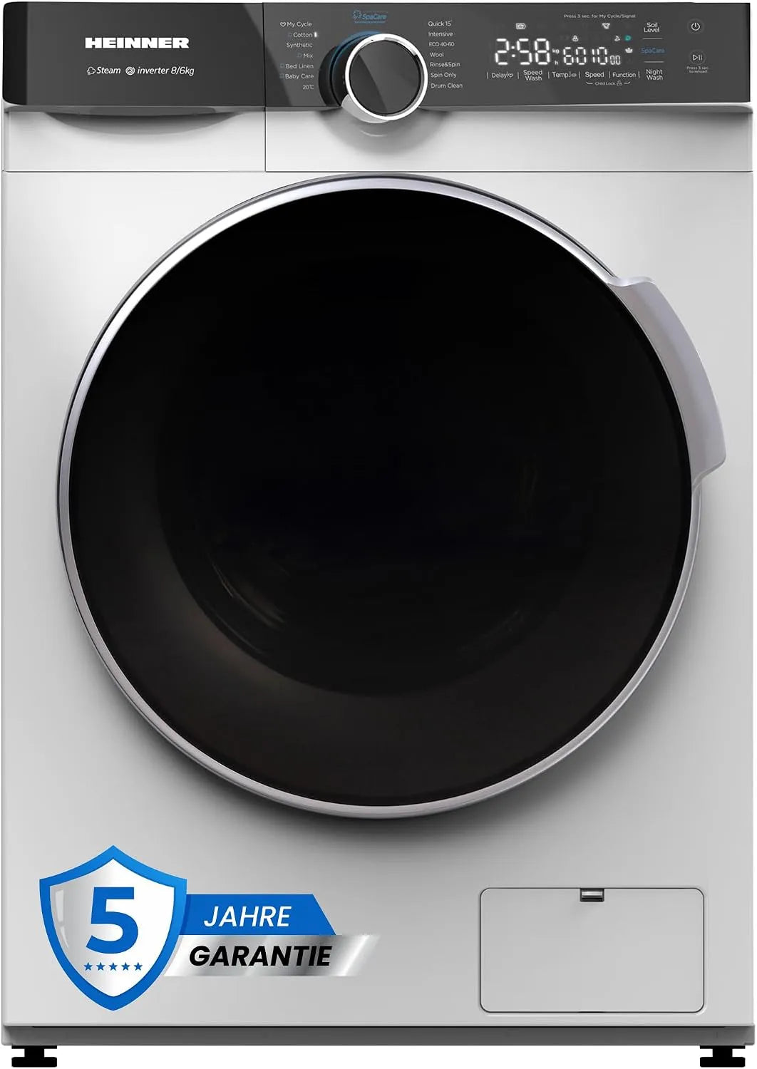HEINNER Waschen/6 HWDM-M814IVKA, Pračky se sušičkou, HWDM- M814IVKA Wash Dryer Combo - 8 kg Wash / 6 kg Suchý, 1400 ot. / min, 15, Stříbrná, 8 kg