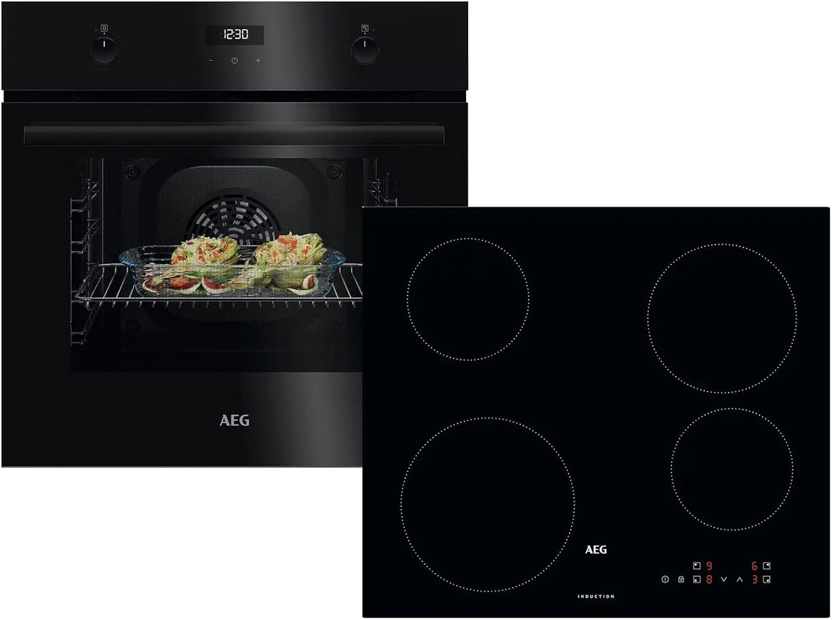 AEG AB14B BEK43511XB, Sety sporáku a trouby, Pečící trouba + indukční sporák IBE6420SCB, Černá, 60 cm, 65 l, 25 W, 2400 W