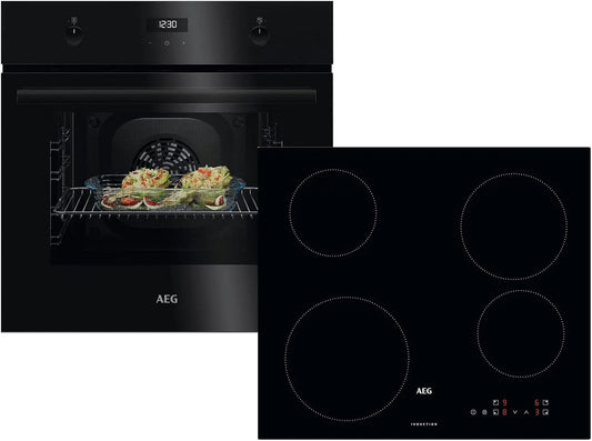 AEG AB14B BEK43511XB, Sety sporáku a trouby, Pečící trouba + indukční sporák IBE6420SCB, Černá, 60 cm, 65 l, 25 W, 2400 W
