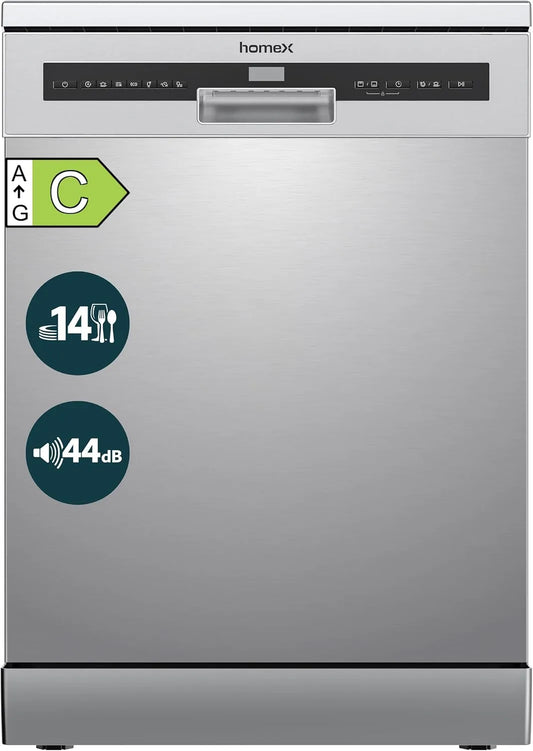 homeX DWFS601444C-S, Myčky nádobí, 60 cm, myčka nádobí 60 cm volně stojící myčka EEK C, Bílá, 75 kW, 44 dB, 5 x 59