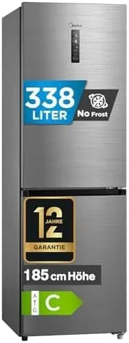Midea, Kombinované chladničky s mrazákem, 338L Mrazicí box, 185cm, systém dvojitého měniče, bez mrazu, Bílá, 338L, 35 dB