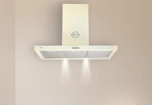 Gurari, Nástěnné digestoře, nástěnná kapota GCH F 461 BG 9 N vzdálenost kapota 90 cm krém, Černá / stříbrná, 90 cm, 150 mm, 120 mm, 900 mm