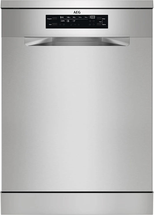 AEG FFB64627ZM, Myčky nádobí, 60 cm, Freestanding myčka na nádobí, 13 stropů, AirDry systém, XL displej, Stříbrná, 44 dB, 10 cm