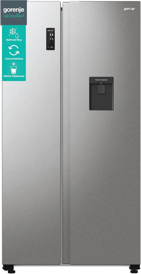 Gorenje, Kombinované chladničky s mrazákem, NRR 9185 EAXLWD Boční chladič - mrazák, Made in Europe, EEK E, NoFrostPlus, Stříbrná, 178.6 cm