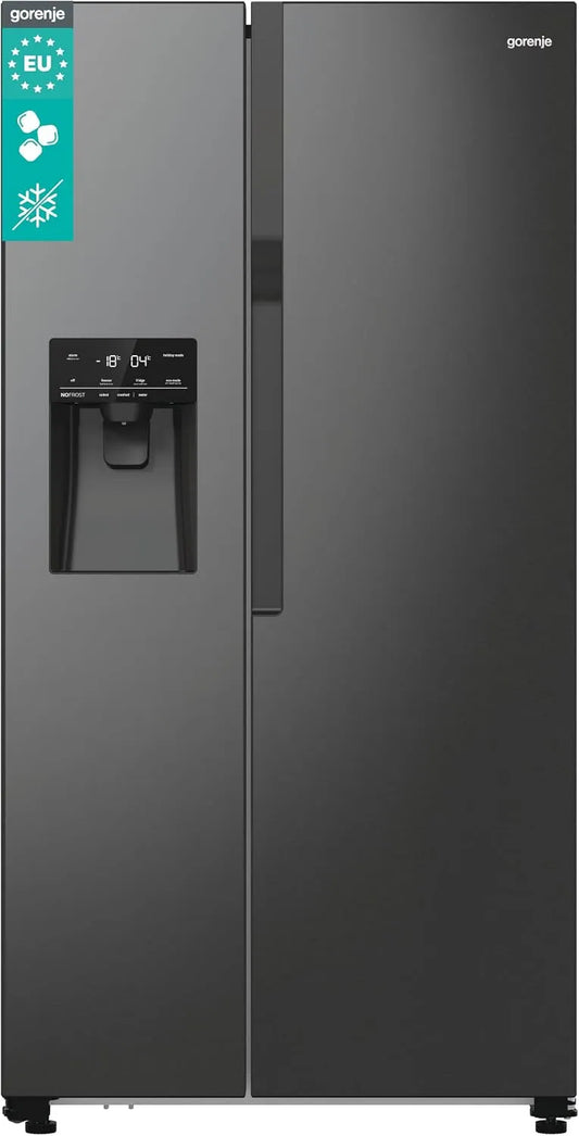 Gorenje NRR9185ESBXL, Kombinované chladničky s mrazákem, Boční chladič-mrazák kombinace Černá nerezová ocel, Černá / stříbrná, 39 dB, 178, 6cm