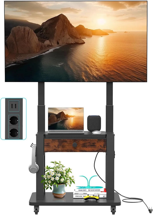 Hellsehen, Stojanové nohy, Stojan na roládu s zásuvkou a textilem pro 32 plochých / zakřivených obrazovek do, Černá, 100 kg, OLED, 600 x 400 mm
