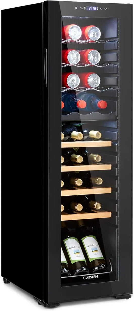 Klarstein, Nápojové chladničky, Clearstone freestanding víno lednice pro 27 Fl. - Nápoje lednice s 2 chladících, Černá, 27 l