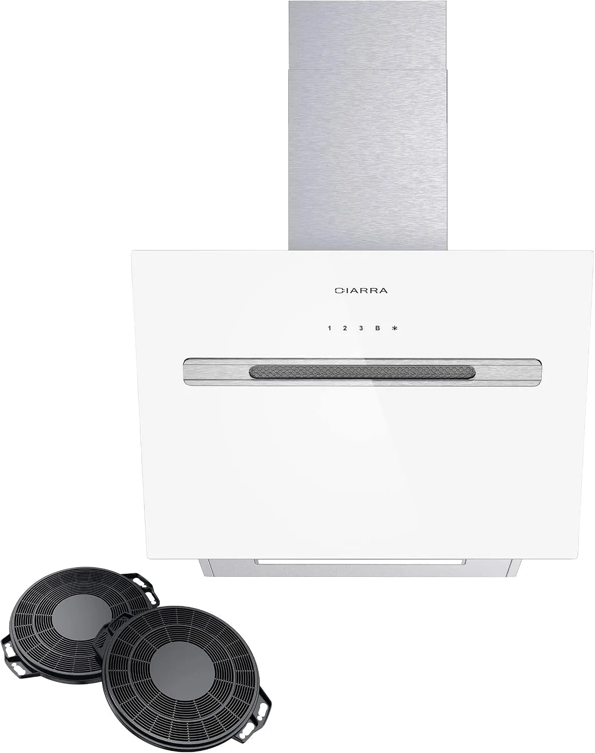 CIARRA CBCS6736G CBC6736G, Nástěnné digestoře, A + + + bezhlavý rozsah kapoty Sklopený kapota 60 cm 700 m3 / h s operací Wi-Fi, Černá / stříbrná